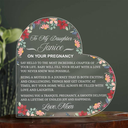 Personalized Daughter Pregnancy Gift Heart Acrylic Plaque – view 2