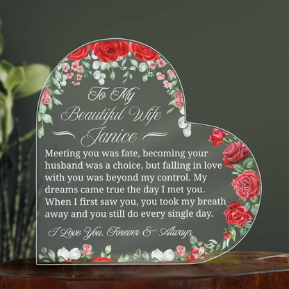 Gift for Wife Personalized Heart Acrylic Plaque – view 3