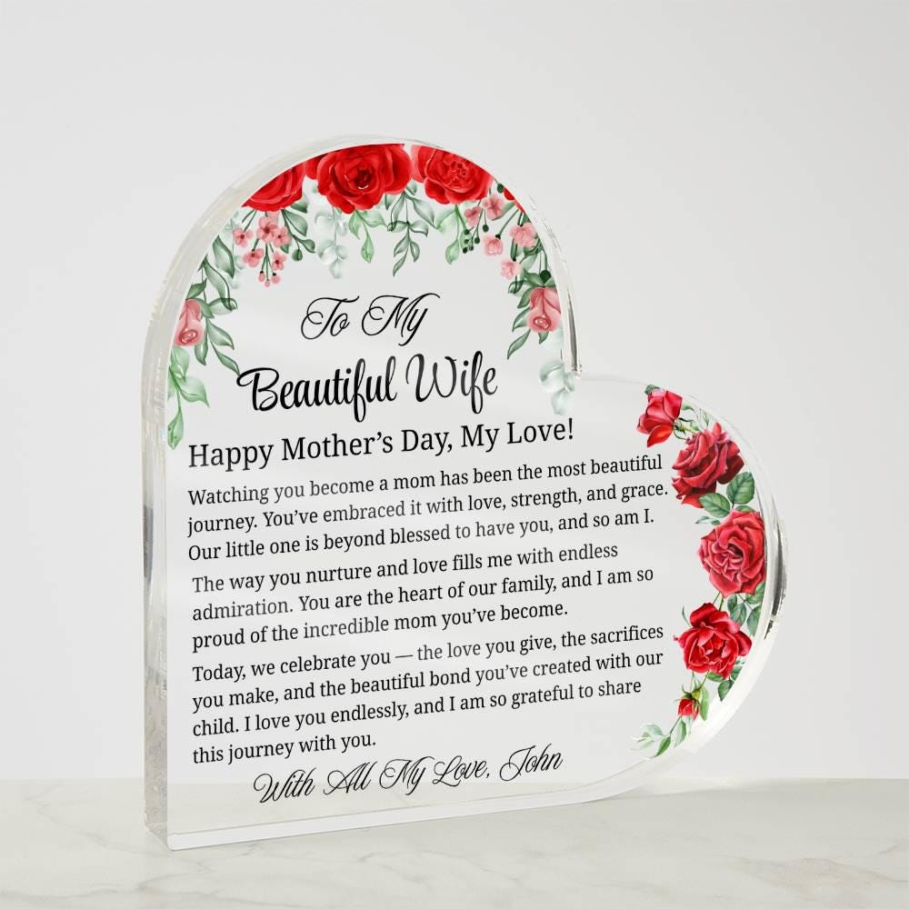 Mothers Day Gift for Wife Personalized Heart Acrylic Plaque – view 4