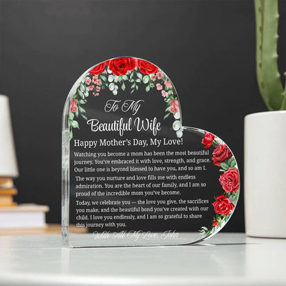 Mothers Day Gift for Wife Personalized Heart Acrylic Plaque – view 3
