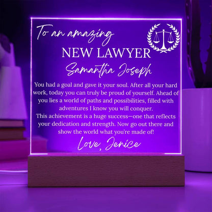 Personalized New Lawyer Gift Acrylic Square Plaque – view 9