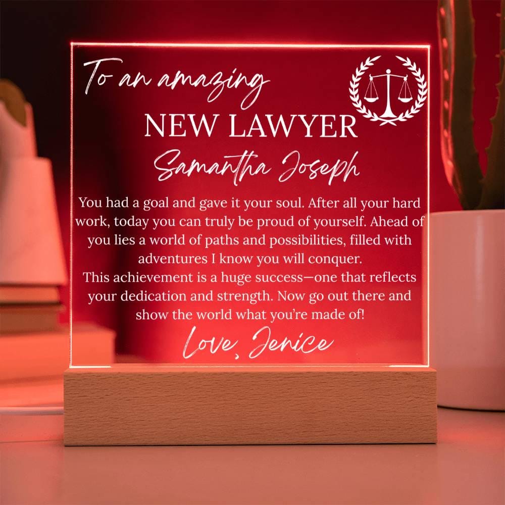 Personalized New Lawyer Gift Acrylic Square Plaque – view 4