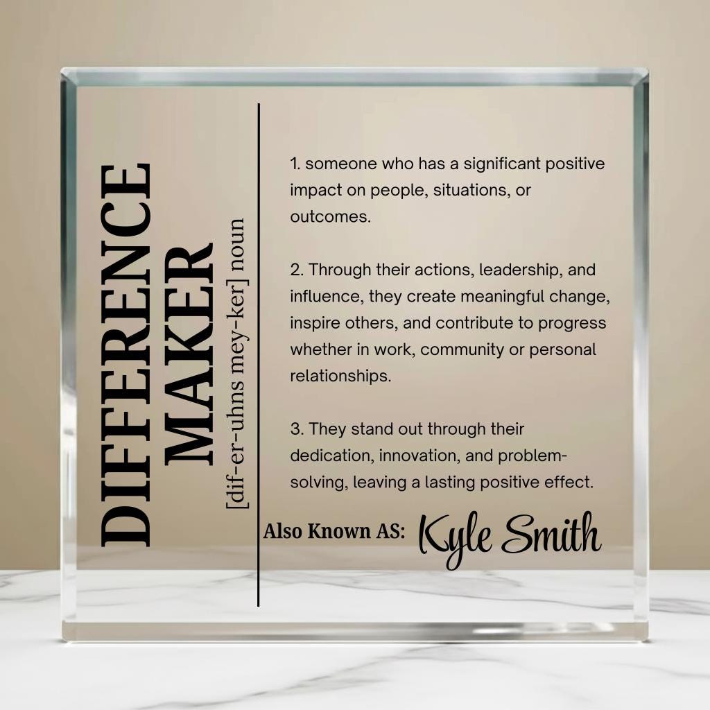 Difference Maker Personalized Acrylic Block Plaque – Mentor Gift – view 3