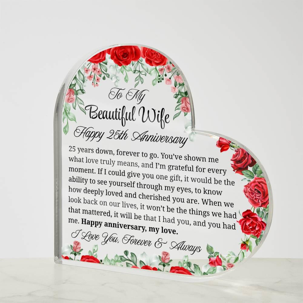 25th Anniversary Gift for Wife Personalized Heart Acrylic Plaque – view 4