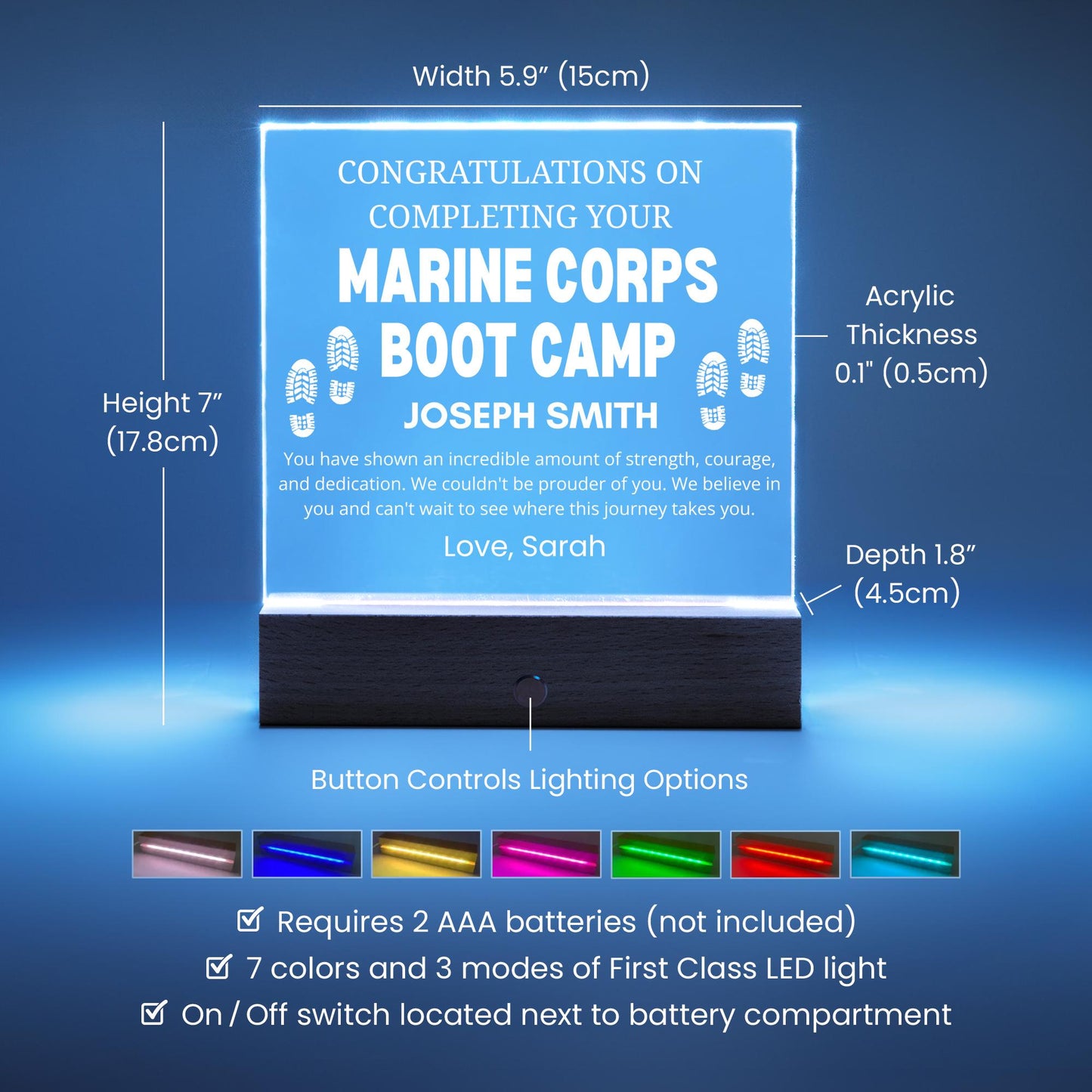 Marine Corps Boot Camp Graduation Gift Personalized Acrylic Plaque – view 5