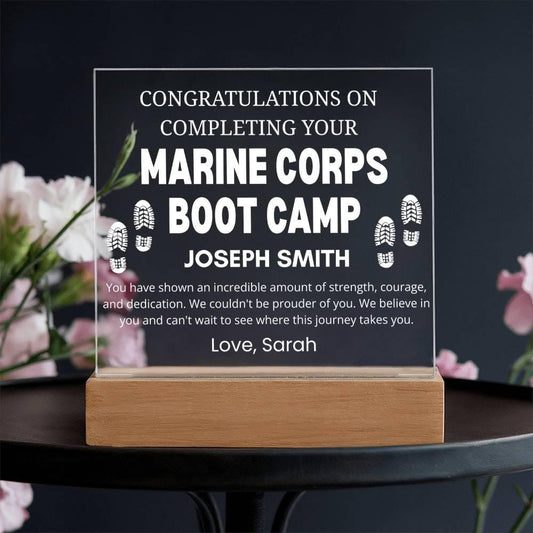 Marine Corps Boot Camp Graduation Gift Personalized Acrylic Plaque – view 2