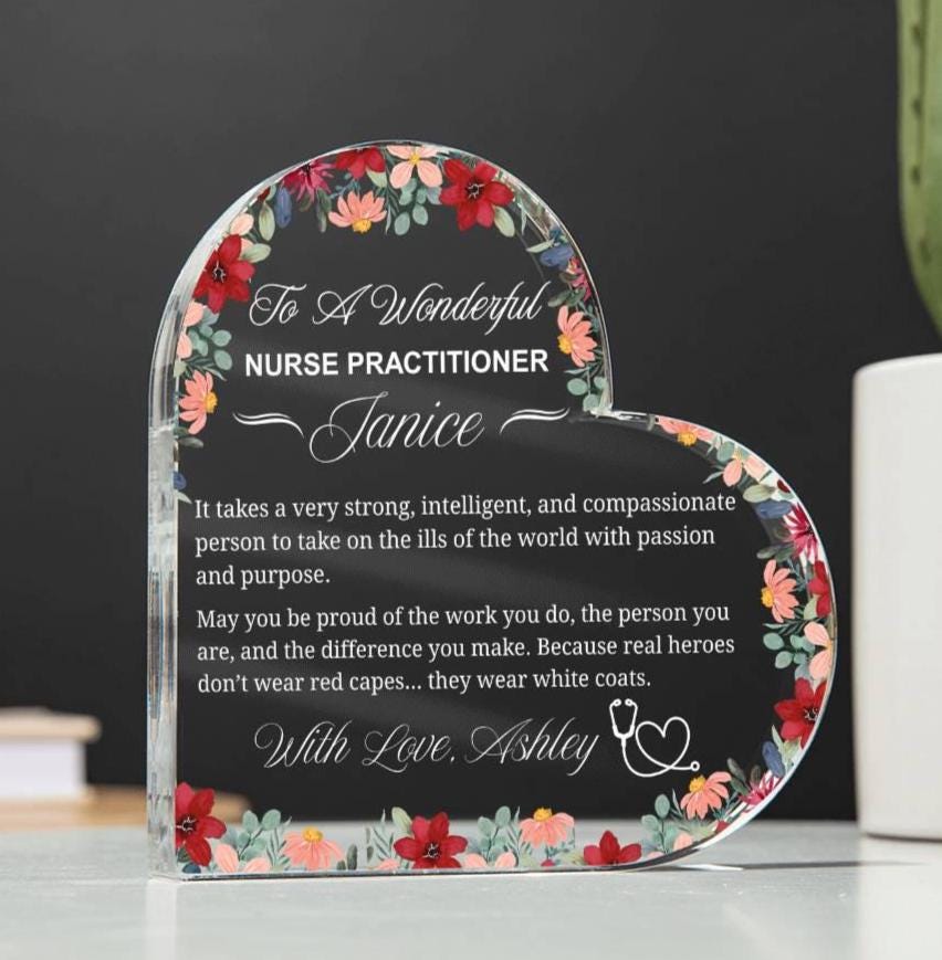 Personalized Nurse Practitioner Gift Heart Acrylic Plaque