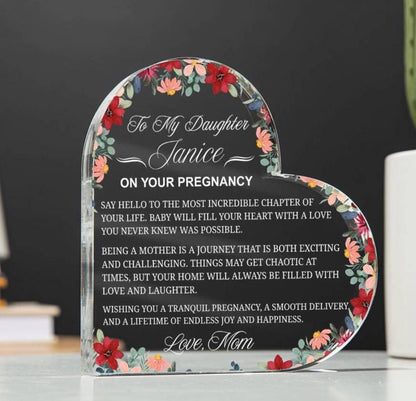 Personalized Daughter Pregnancy Gift Heart Acrylic Plaque