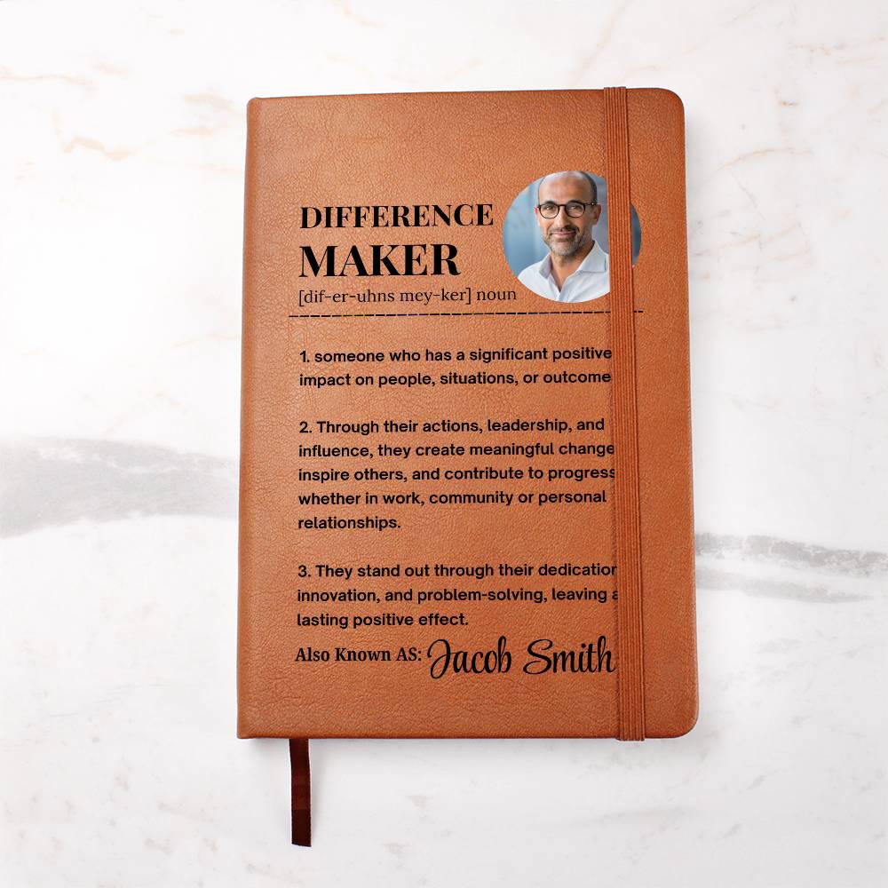 Difference Maker Personalized Photo Leather Journal – Gift for Mentor – view 5