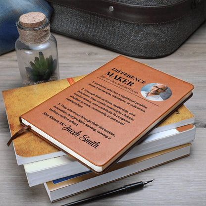 Difference Maker Personalized Photo Leather Journal – Gift for Mentor – view 7
