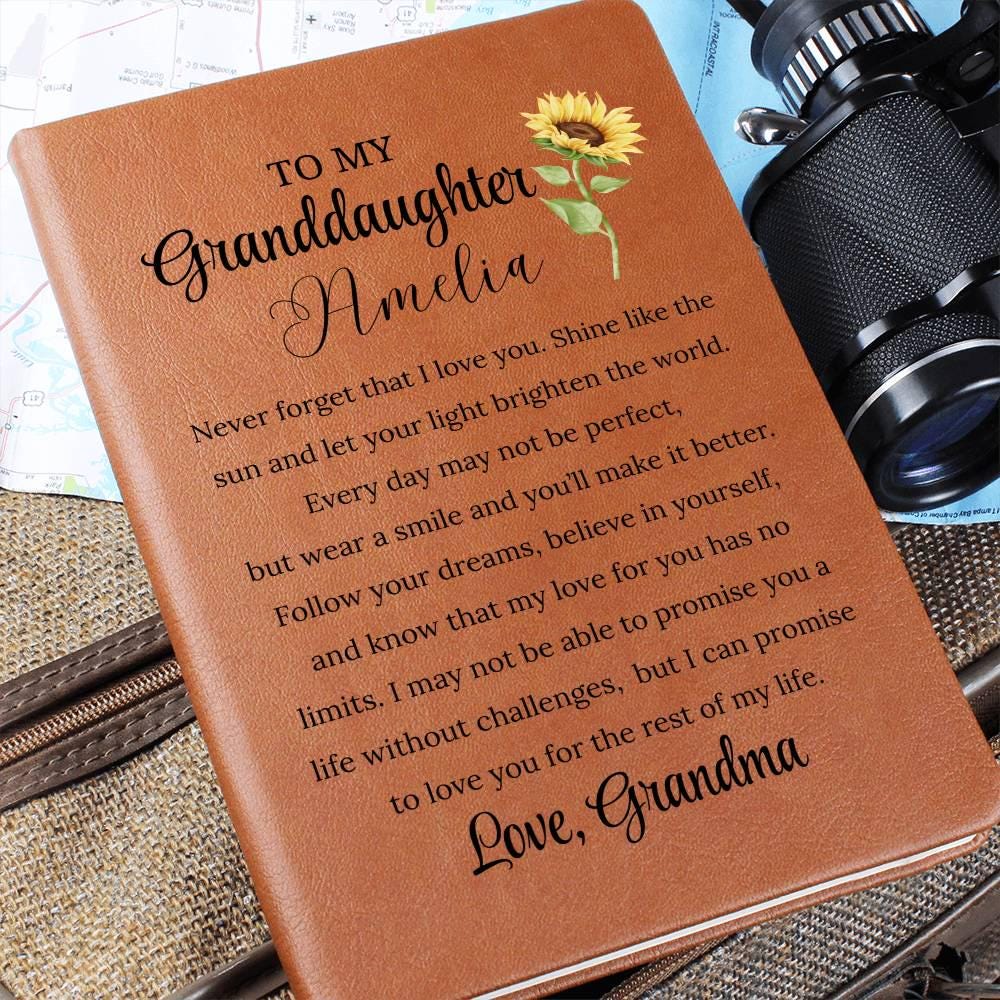 Personalized Granddaughter Vegan Leather Journal – Gift from Grandma