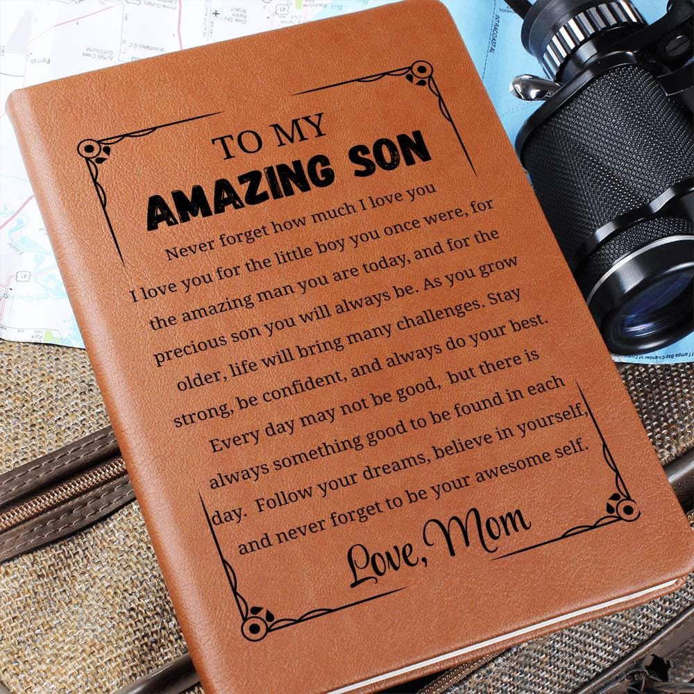 Personalized Son Gift Vegan Leather Journal – Gift from Mom – view 2