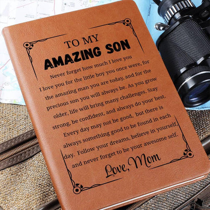 Personalized Son Gift Vegan Leather Journal – Gift from Mom – view 2