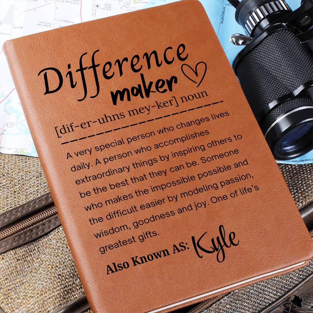 Personalized Difference Maker Leather Journal – Coworker Gifts – view 2