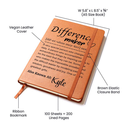 Personalized Difference Maker Leather Journal – Coworker Gifts – view 3