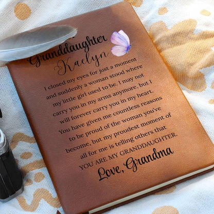 To My Granddaughter Personalized Leather Journal – Gift from Grandma – view 7