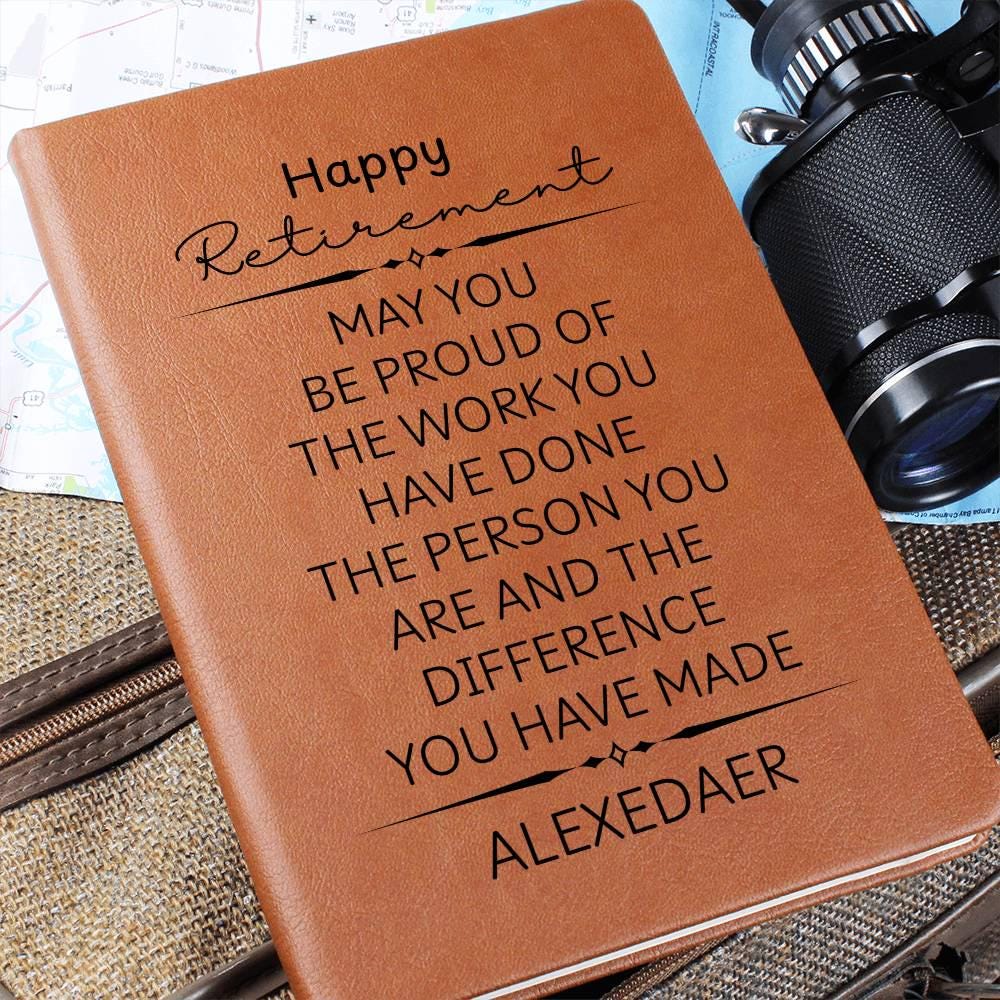 Retirement Gift Custom name Vegan Leather Journal – Going Away Gift – view 2