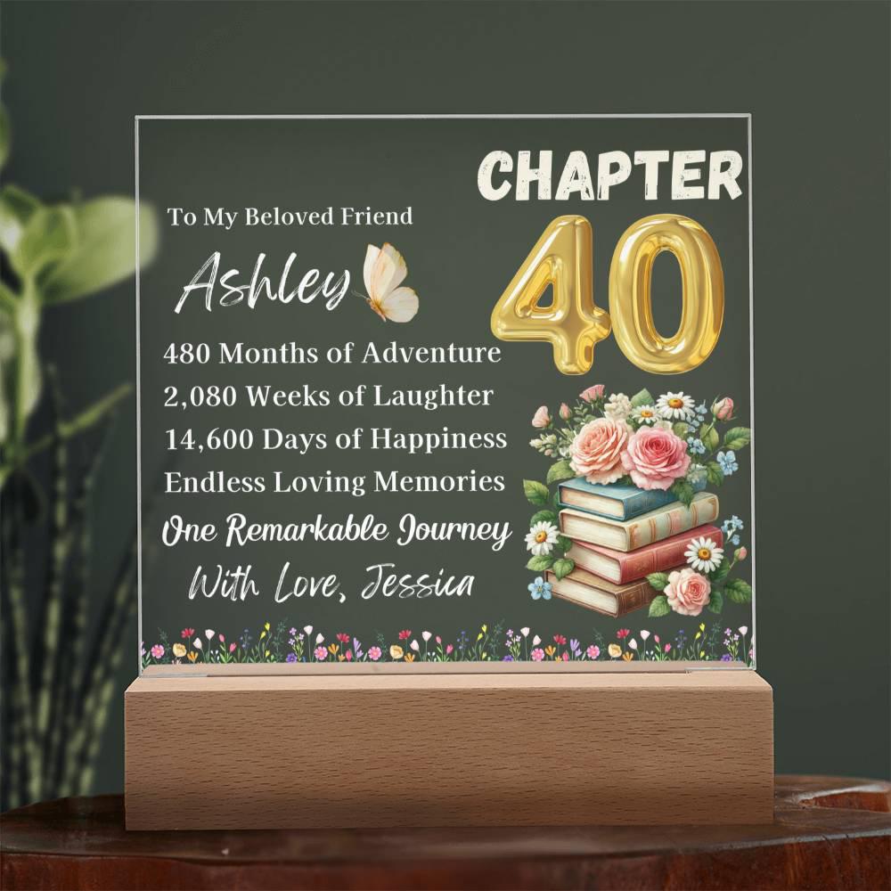 40th Birthday Gift Personalized Plaque With LED Base – Chapter 40 – view 8