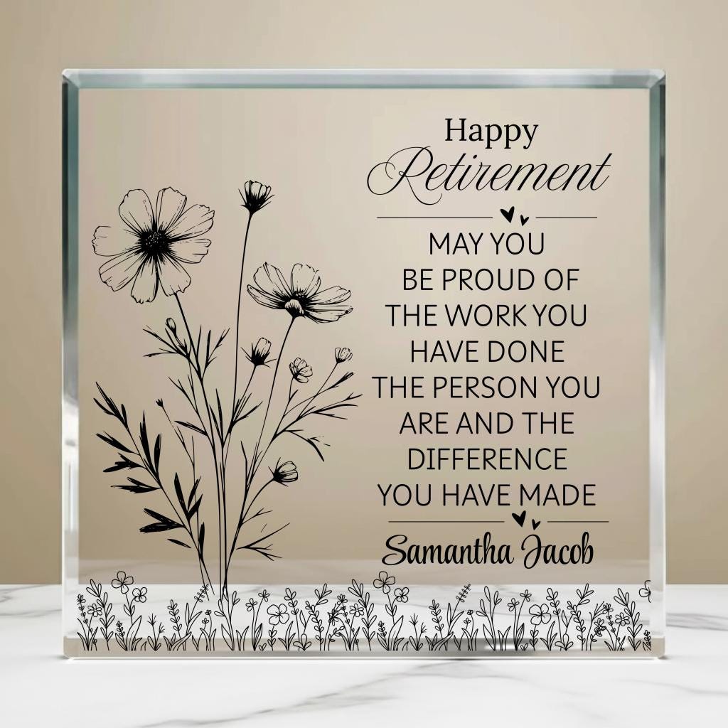 Personalized Retirement Gift for Woman Acrylic Block Plaque