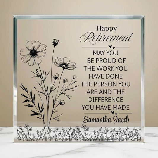Personalized Retirement Gift for Woman Acrylic Block Plaque