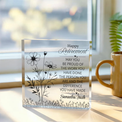Personalized Retirement Gift for Woman Acrylic Block Plaque – view 3