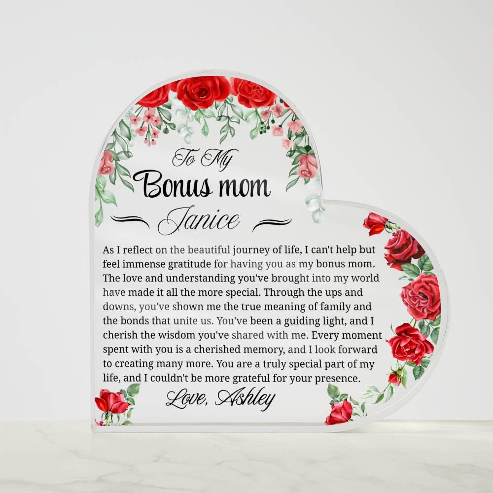 Personalized Bonus Mom Gift Acrylic Heart Plaque – Stepmother Gift – view 5