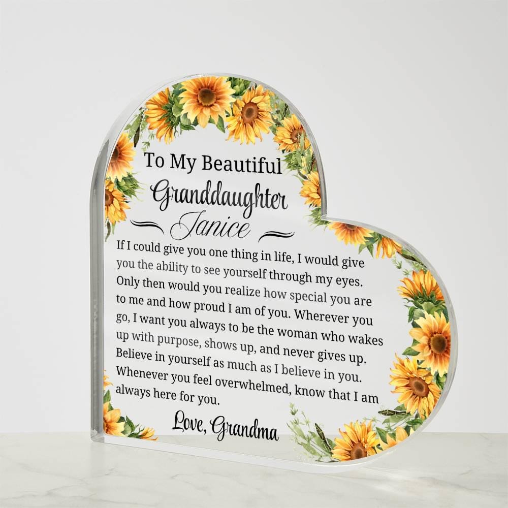 Granddaughter Gift Personalized Heart Acrylic Plaque – Unique Gift – view 4