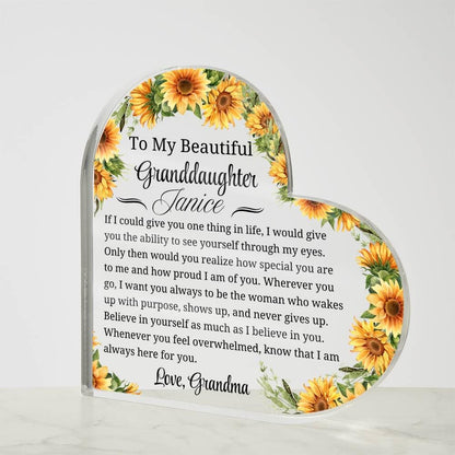 Granddaughter Gift Personalized Heart Acrylic Plaque – Unique Gift – view 4