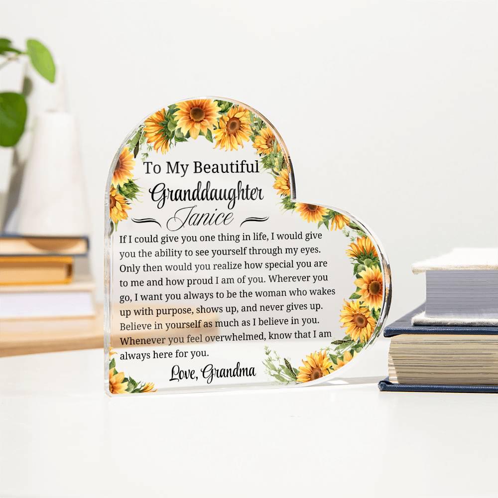Granddaughter Gift Personalized Heart Acrylic Plaque – Unique Gift – view 3