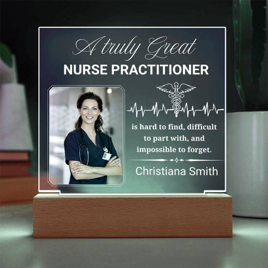 Nurse Practitioner Gift Personalized Acrylic Plaque With LED Base – view 2