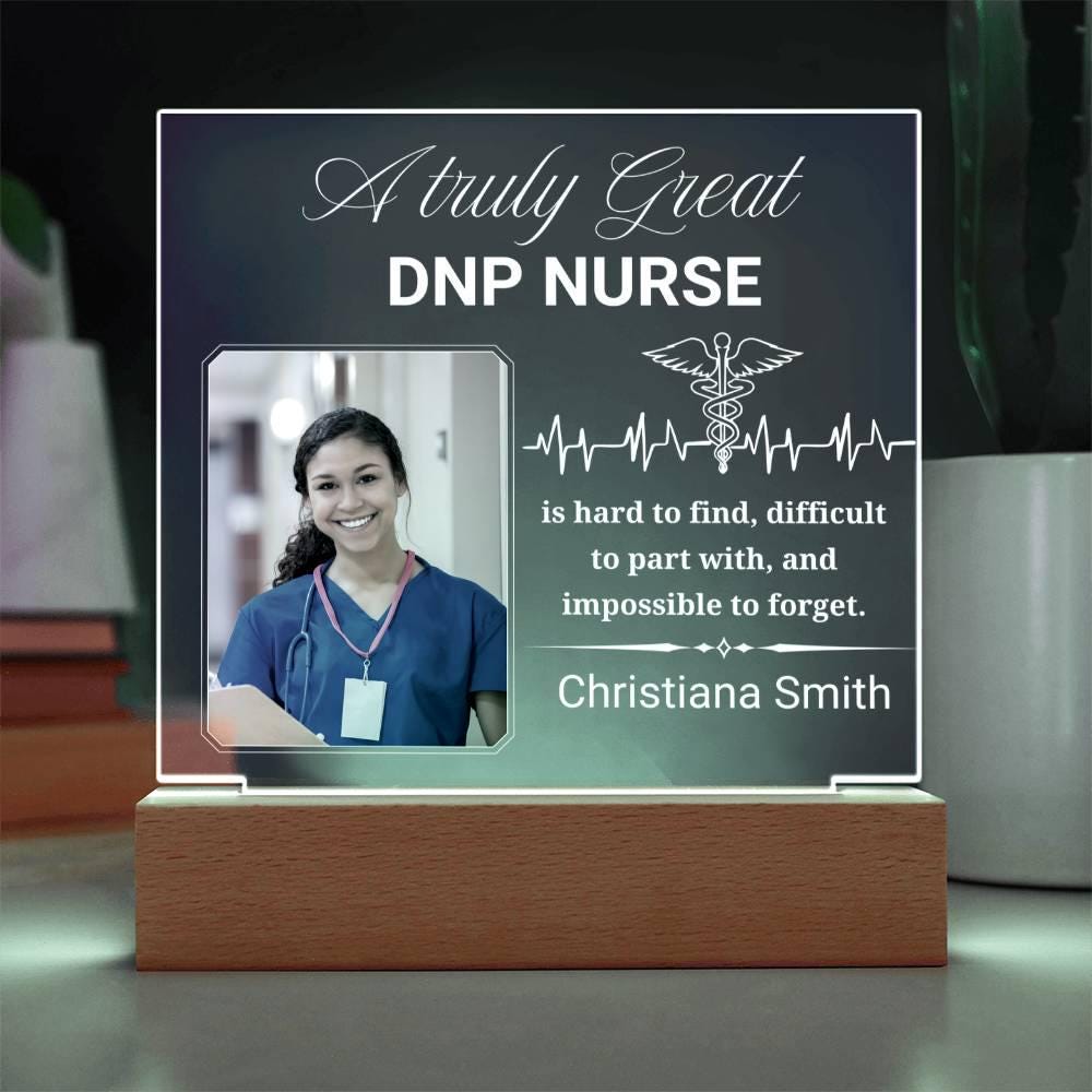 DNP Nurse Gift Personalized Acrylic Plaque With LED Base – view 2