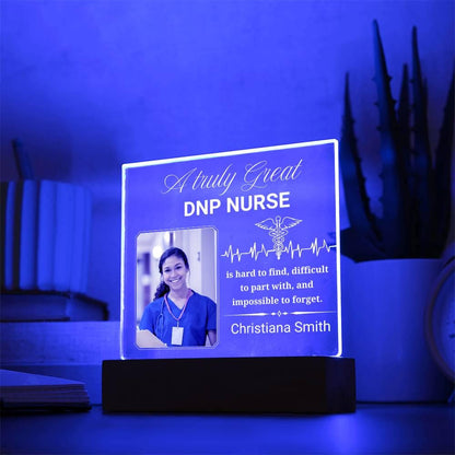 DNP Nurse Gift Personalized Acrylic Plaque With LED Base – view 3