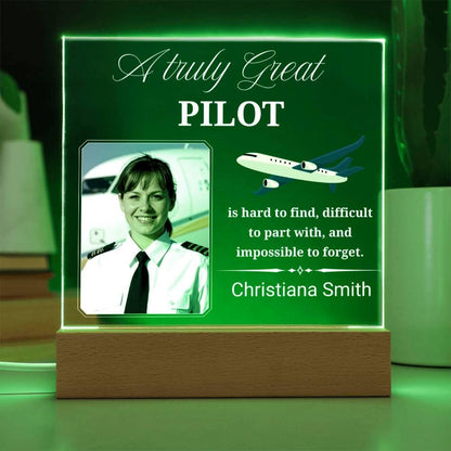 Pilot Gift Personalized Photo Acrylic Plaque With LED Base – view 9