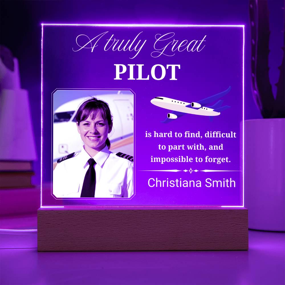 Pilot Gift Personalized Photo Acrylic Plaque With LED Base – view 6