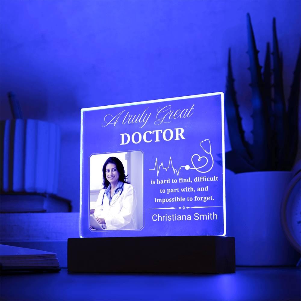 Personalized Doctor Gift Photo Acrylic Plaque With LED Base – view 3