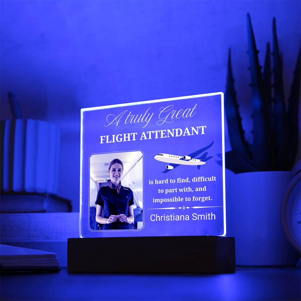 Flight Attendant Gift Personalized Acrylic Plaque With LED Base – view 3