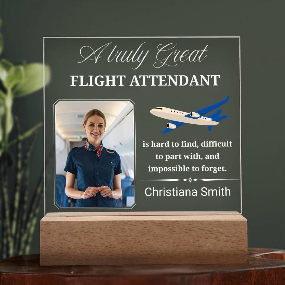 Flight Attendant Gift Personalized Acrylic Plaque With LED Base – view 8