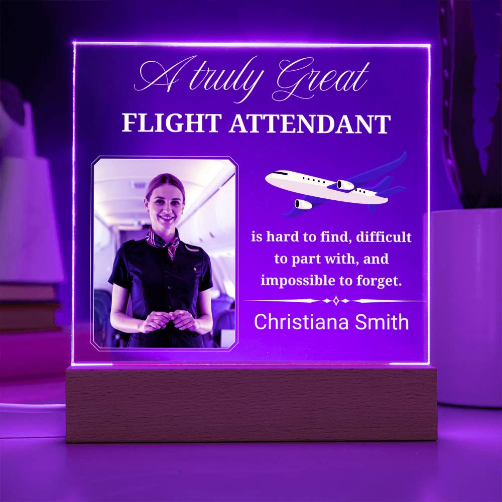 Flight Attendant Gift Personalized Acrylic Plaque With LED Base – view 5