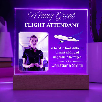 Flight Attendant Gift Personalized Acrylic Plaque With LED Base – view 5