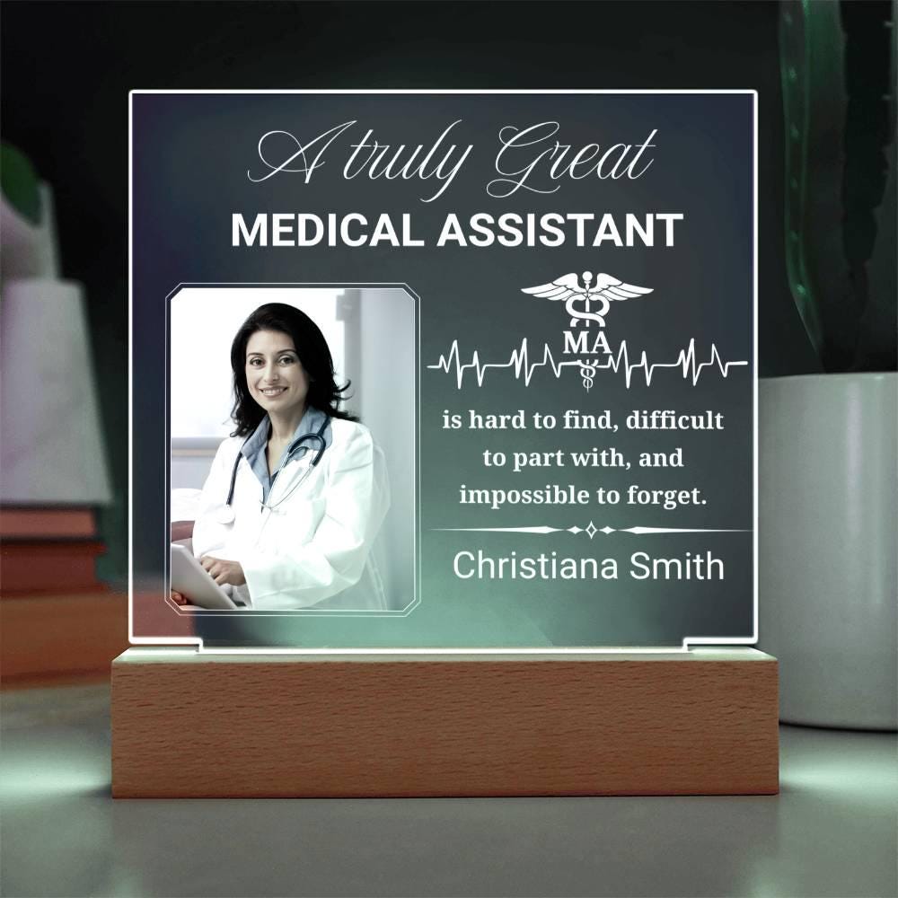 Medical Assistant Gift Personalized Acrylic Plaque With LED Base – view 2