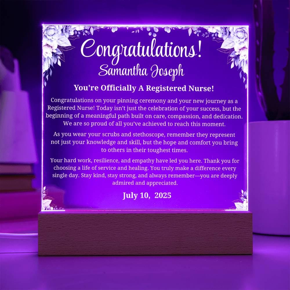 Registered Nurse Graduation Gift Personalized Acrylic Plaque – view 3