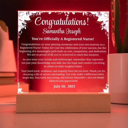 Registered Nurse Graduation Gift Personalized Acrylic Plaque – view 5