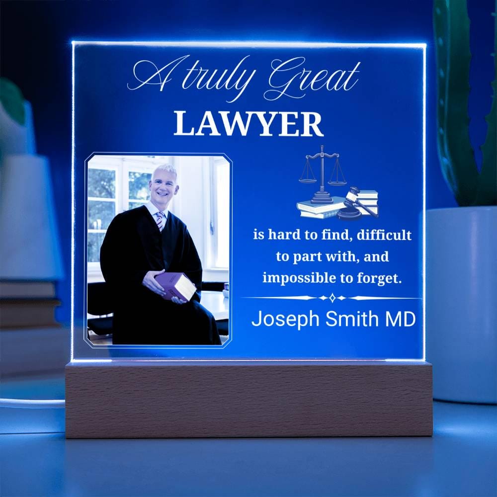 Personalized Lawyer Gift Acrylic Plaque With LED Base – view 4