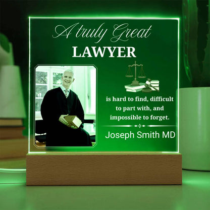 Personalized Lawyer Gift Acrylic Plaque With LED Base – view 10