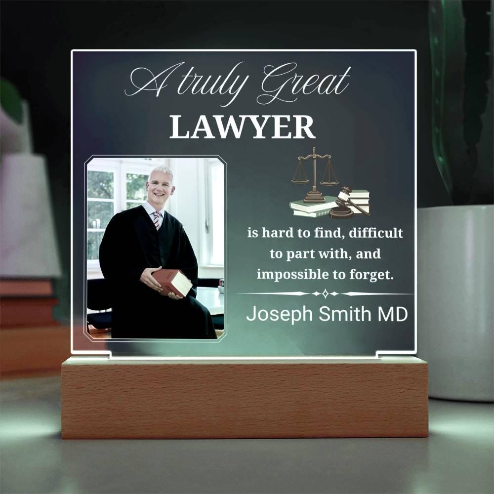 Personalized Lawyer Gift Acrylic Plaque With LED Base – view 2