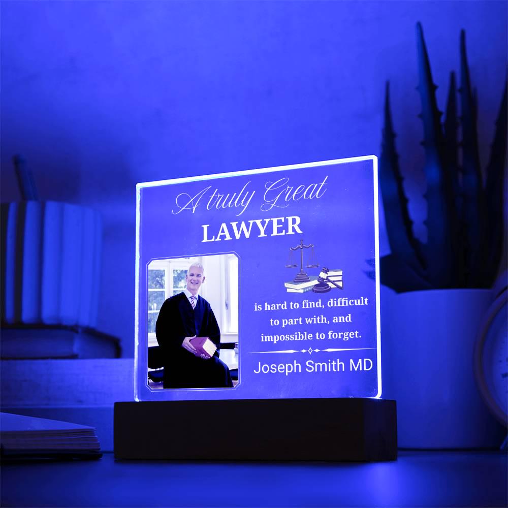 Personalized Lawyer Gift Acrylic Plaque With LED Base – view 3