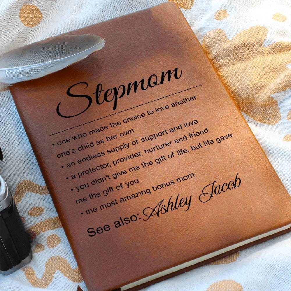 Personalized Stepmom Gift Vegan Leather Journal – Bonus Mom Gift