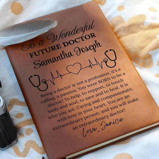 Future Doctor Gift Personalized Vegan Leather Journal – view 2