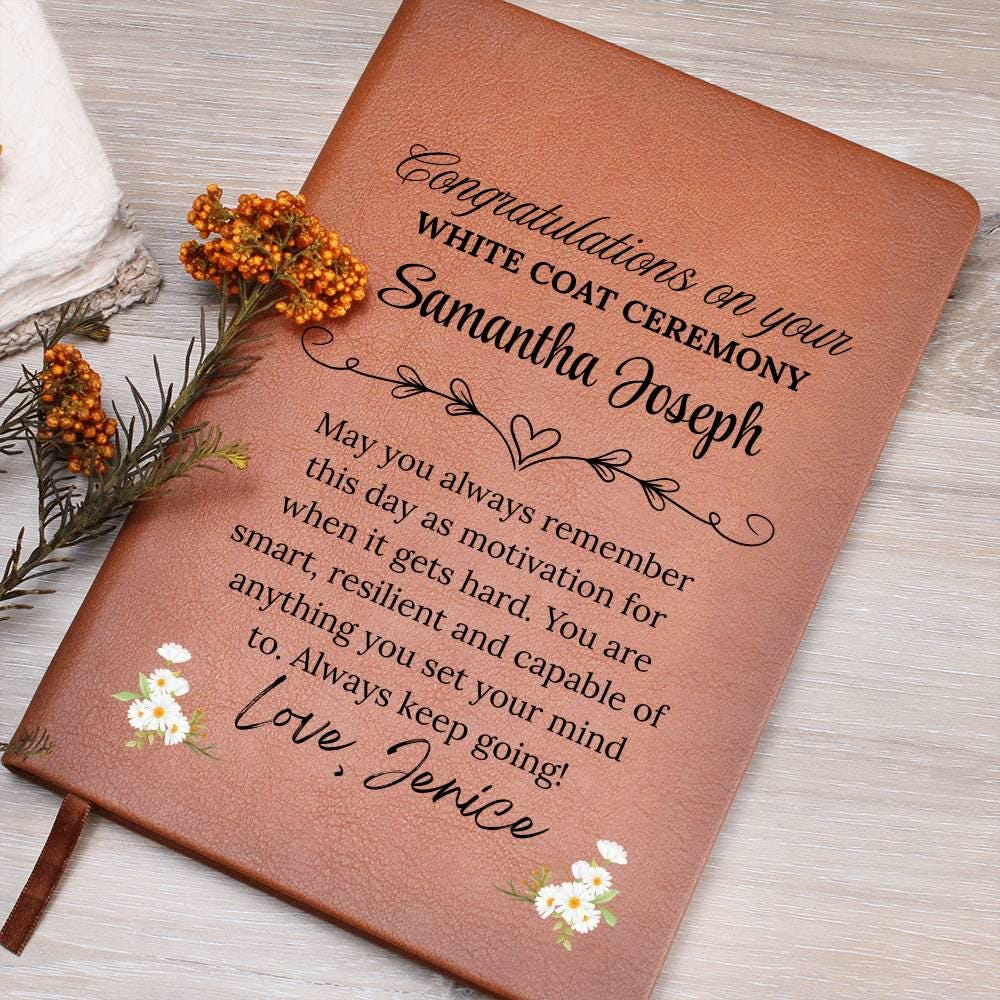 White Coat Ceremony Gift Personalized Leather Journal – Match Day Gift