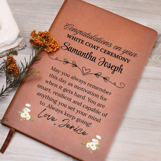 White Coat Ceremony Gift Personalized Leather Journal – Match Day Gift
